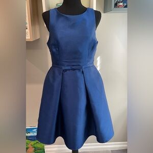 Varga Blue Satin Mini Fit Flare Dress